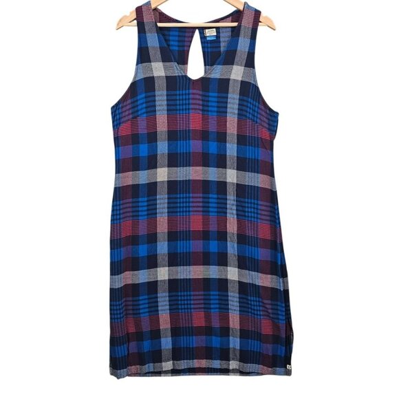 KAVU Womens L Rita Sleeveless V Neck Blue‎ Red Plaid Dress - Picture 3 of 13
